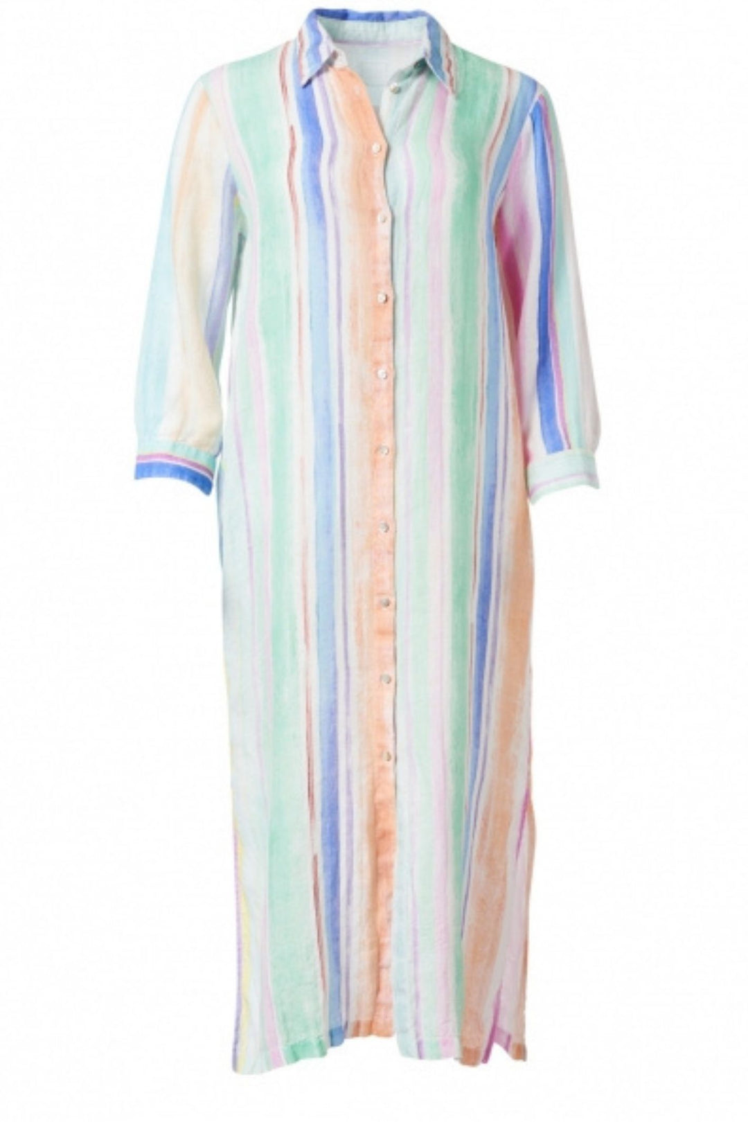 120% LINO V1W4759 V100 Long Dress Stripes Blue