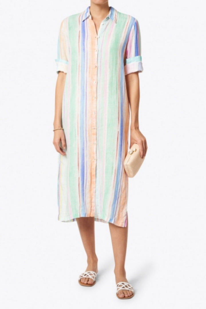 120% LINO V1W4759 V100 Long Dress Stripes Blue