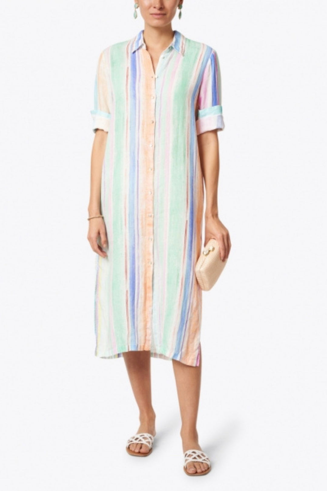 120% LINO V1W4759 V100 Long Dress Stripes Blue
