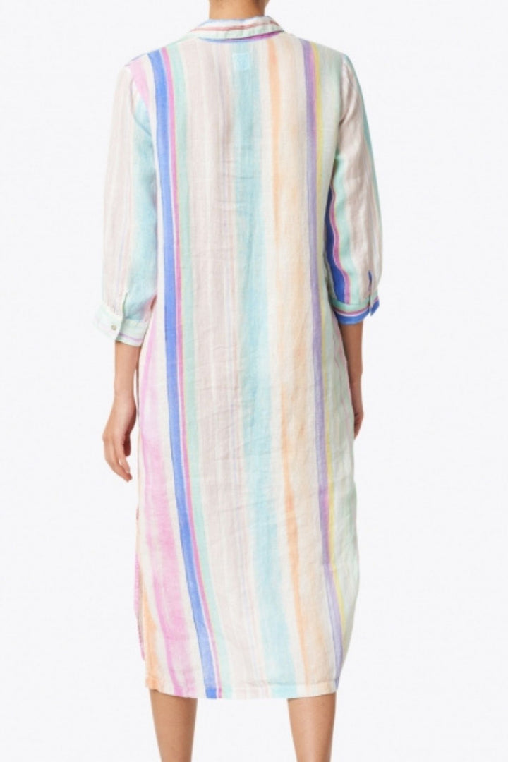 120% LINO V1W4759 V100 Long Dress Stripes Blue