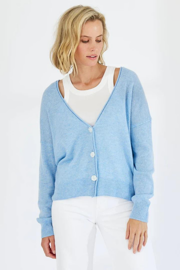 Mia Fratino 20210 Mabel Cashmere Cardigan  Powder Blue
