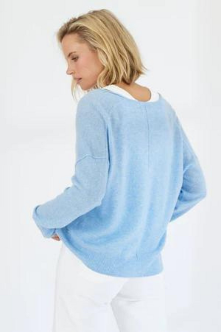 Mia Fratino 20210 Mabel Cashmere Cardigan  Powder Blue