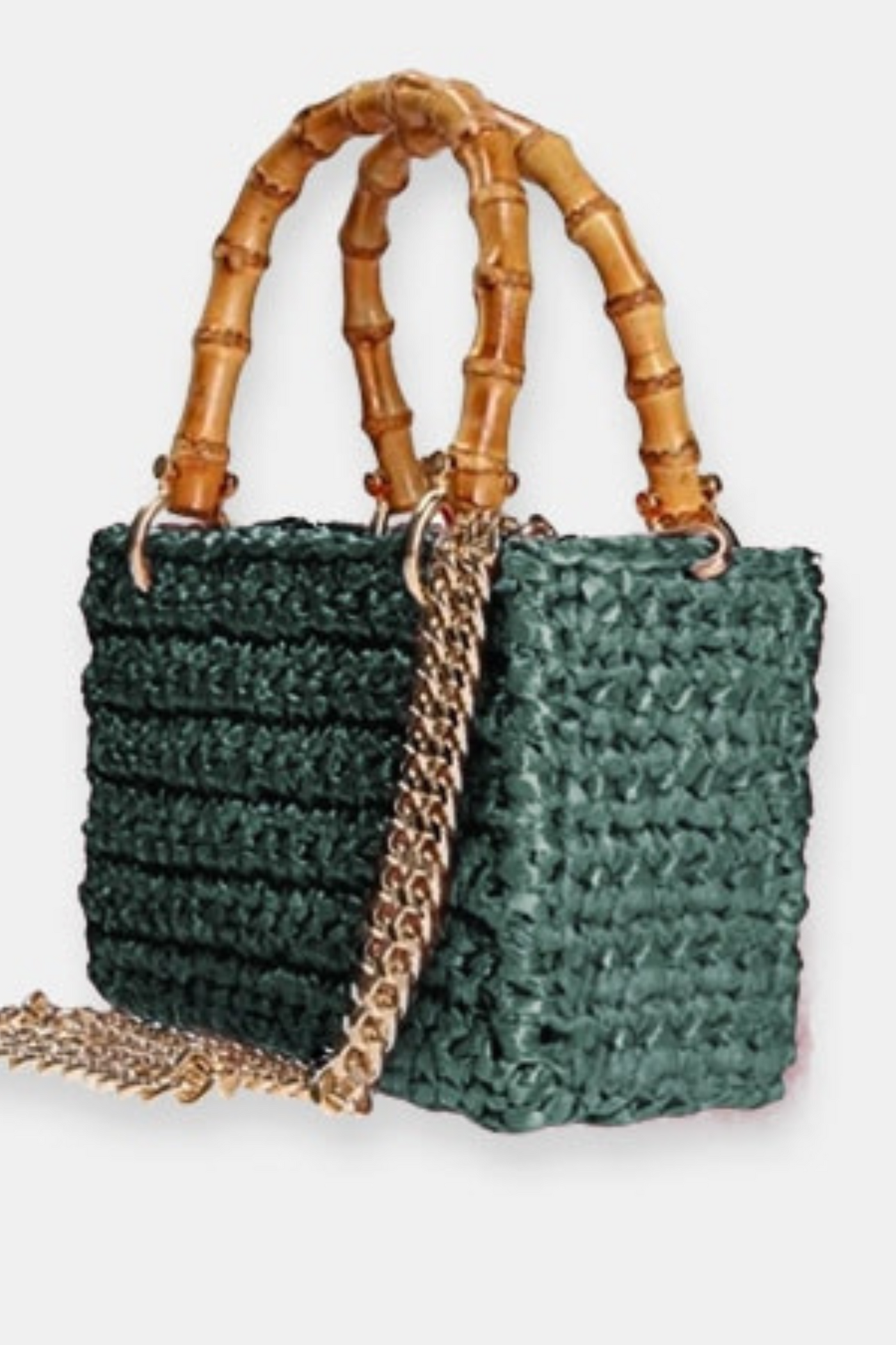 Chica Meteora Crochet Bag with Bamboo Handles Forest