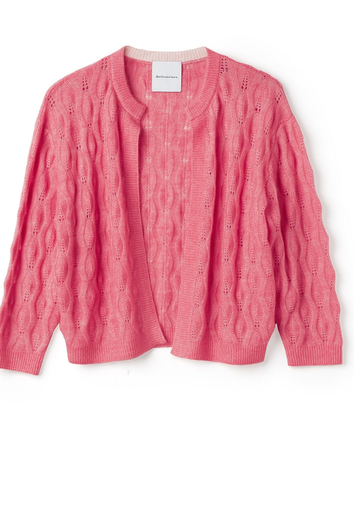 Delicate Love W225 026 Shou Cable Cardigan Bubblegum