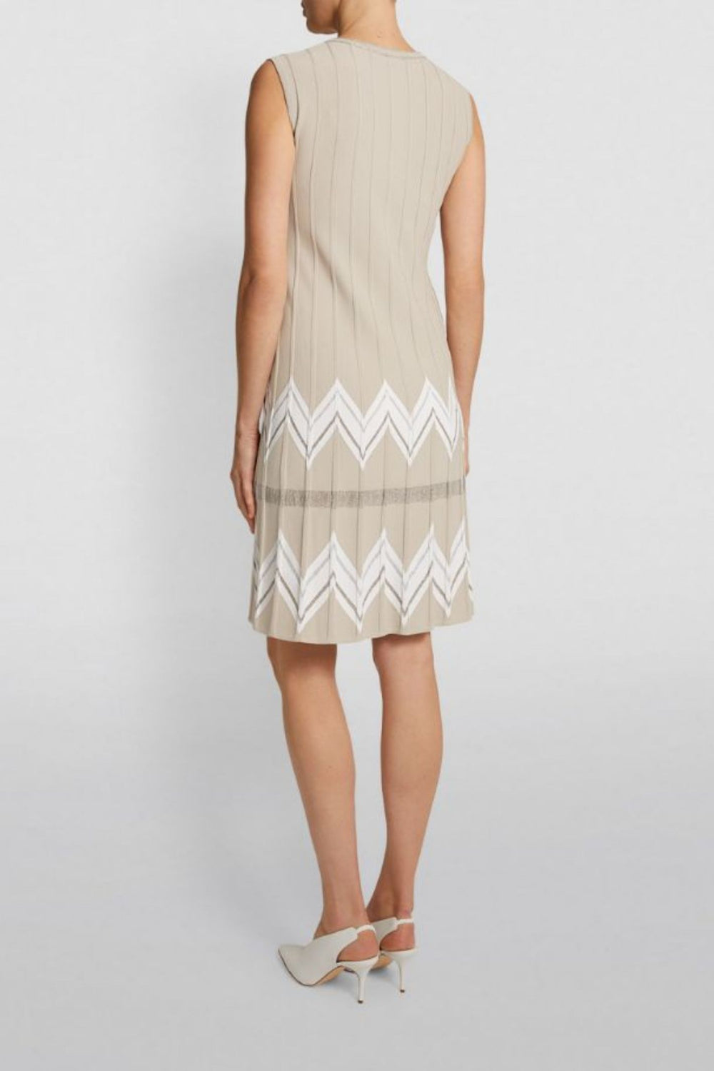 D. Exterior 52079 Beige V Neck Sleeveless Dress - Lonah Boutique