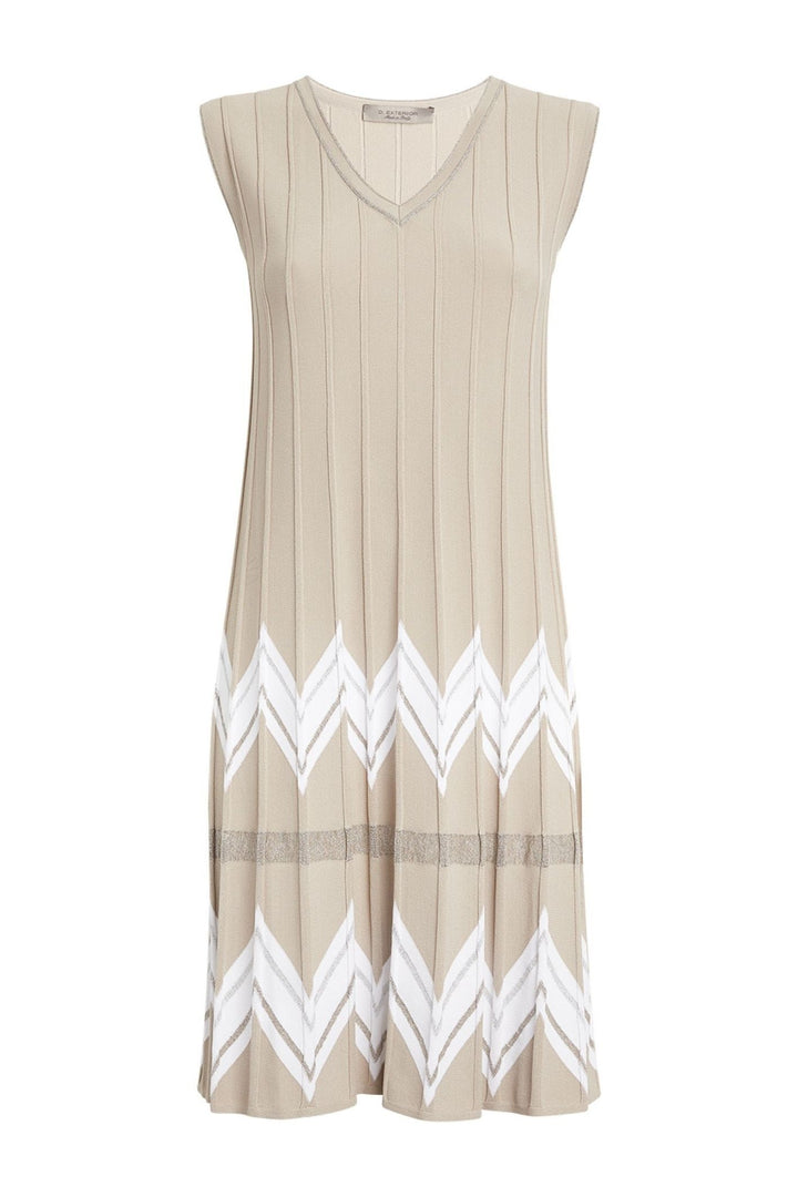 D. Exterior 52079 Beige V Neck Sleeveless Dress - Lonah Boutique