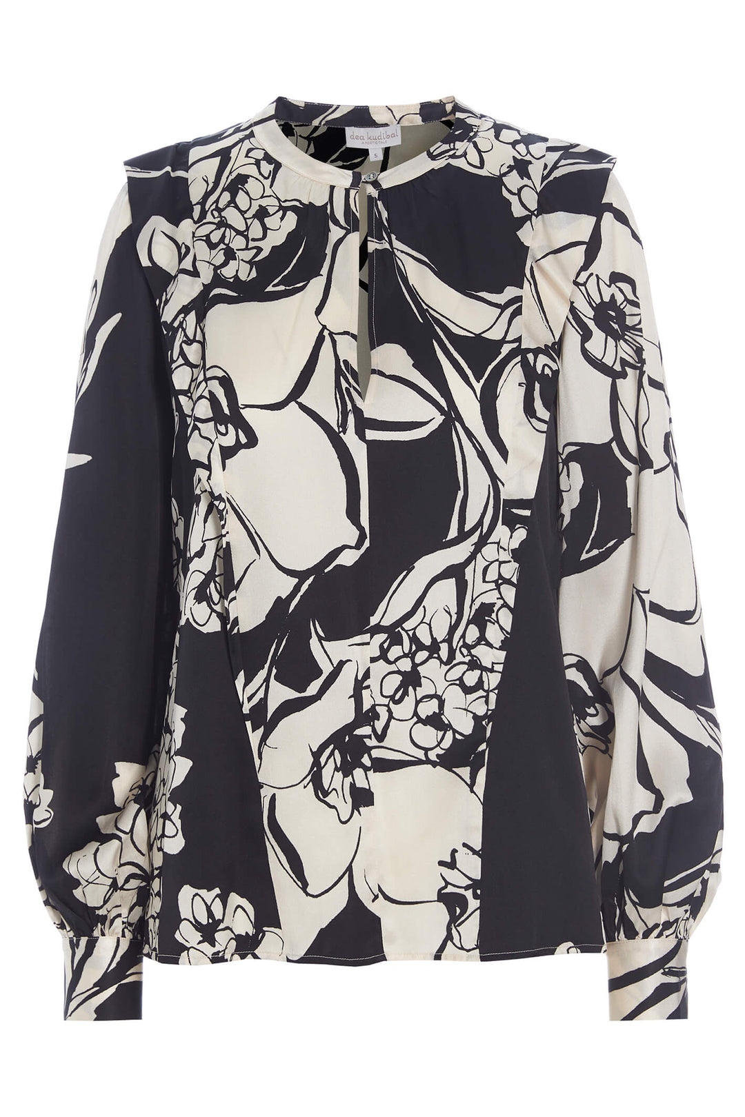 Dea Kubidal Evelyn 09-1022-5596 Black Big Floral Coal Blouse - Lonah Boutique
