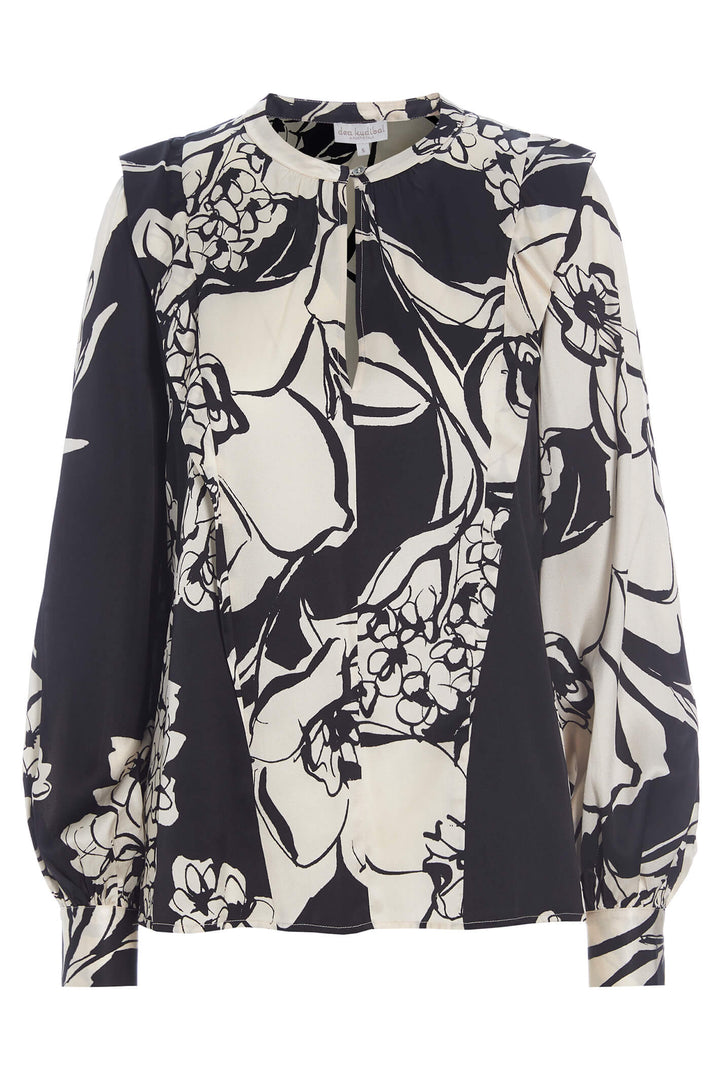 Dea Kubidal Evelyn 09-1022-5596 Black Big Floral Coal Blouse - Lonah Boutique