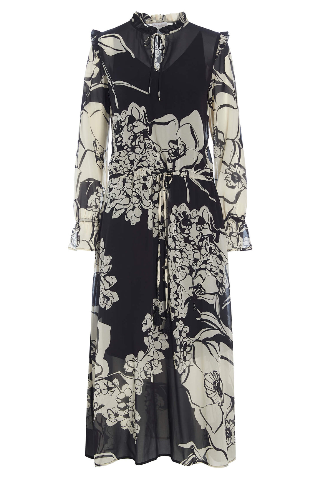 Dea Kubidal Irina 33-1022-5596 Black Big Floral Coal Midi Floral Dress - Lonah Boutique