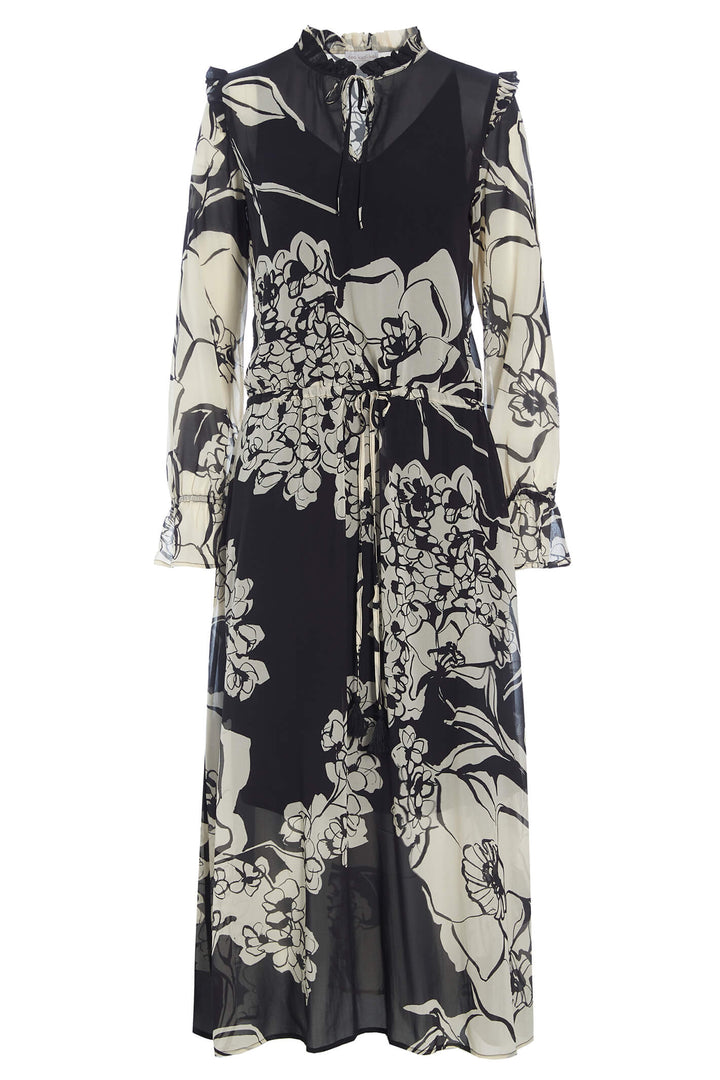 Dea Kubidal Irina 33-1022-5596 Black Big Floral Coal Midi Floral Dress - Lonah Boutique
