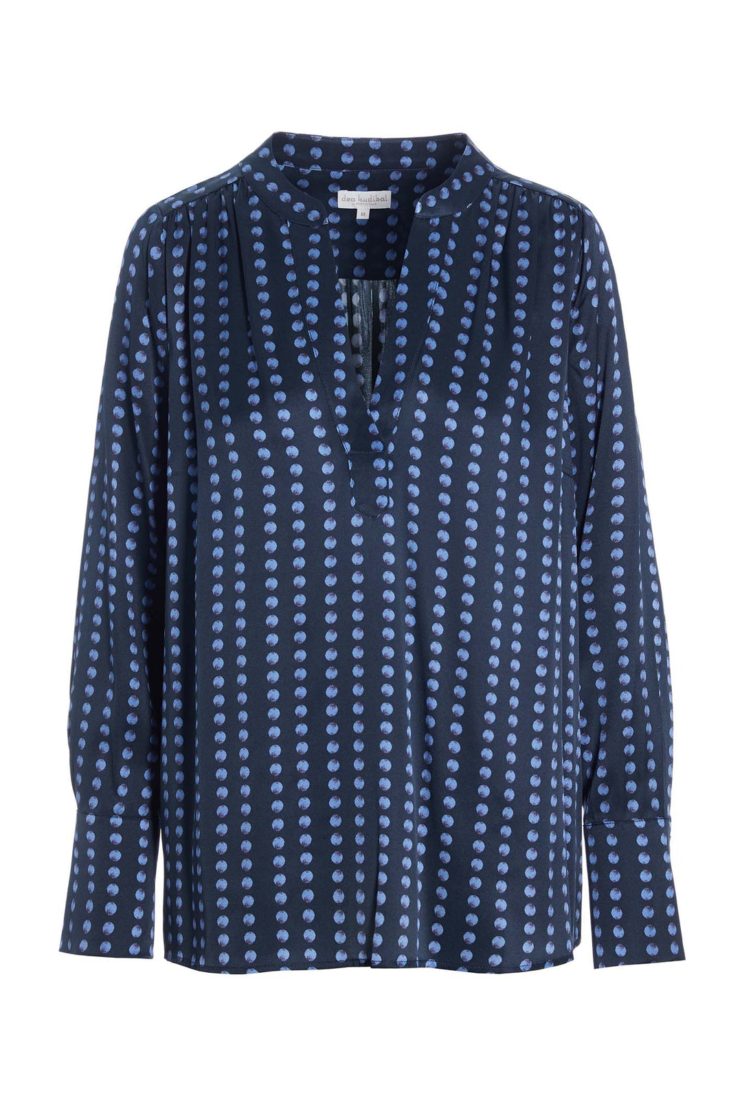 Dea Kudibal Jennifer Blue Pearl Print V-Neck Silk Top - Lonah Boutique