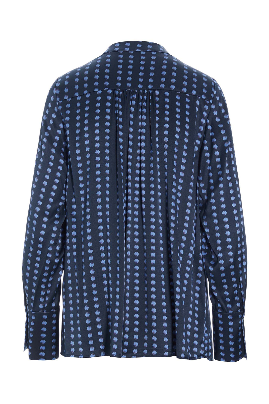Dea Kudibal Jennifer Blue Pearl Print V-Neck Silk Top