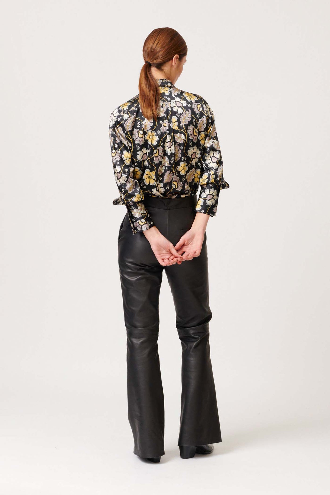 Dea Kudibal Pauline Black Floral Print Shirt With Bow - Lonah Boutique