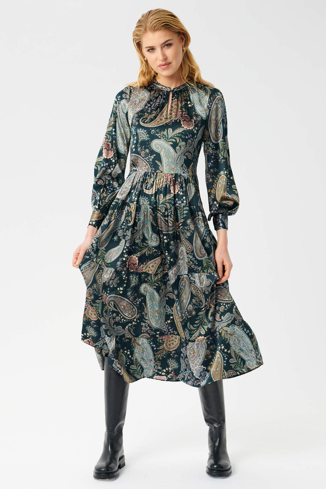 Dea Kudibal Seraphina 44-1022-5594 Green Paisley Maxi Dress - Lonah Boutique
