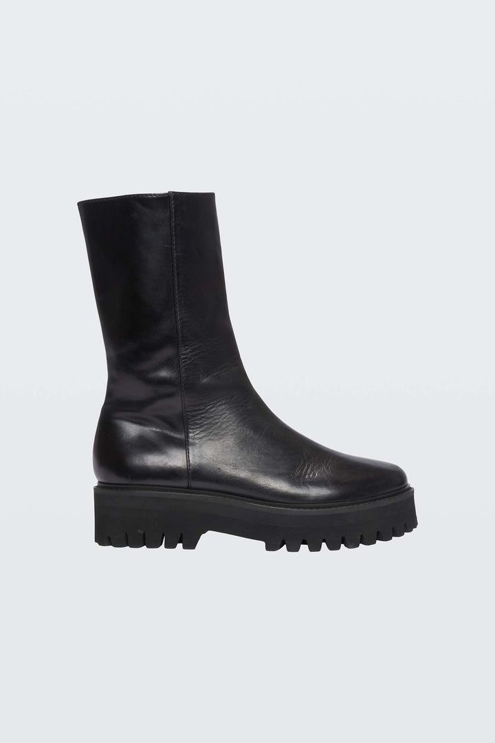 Dorothee Schumacher 450604 Black Walk The Lines Combat Boots - Lonah Boutique