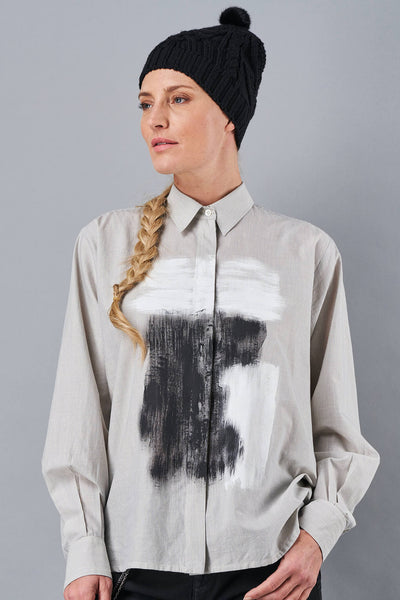 High 750779 Grey Realism Long Sleeve Striped Shirt  - Lonah Boutique