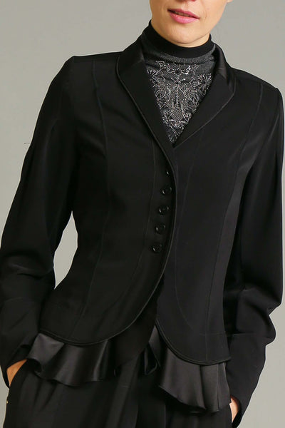 High S30155 Gesture Black Fitted Layered Jacket - Lonah Boutique