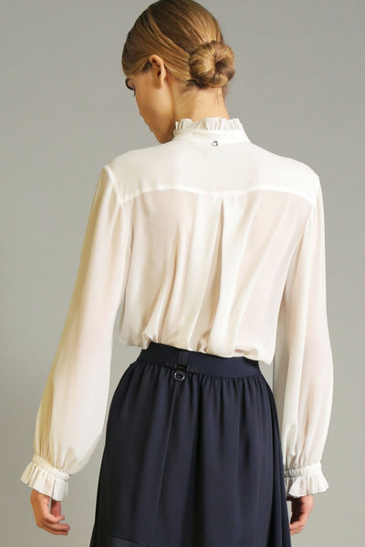 High S50165 Quiz Ivory Ruffle Collar Shirt - Lonah Boutique