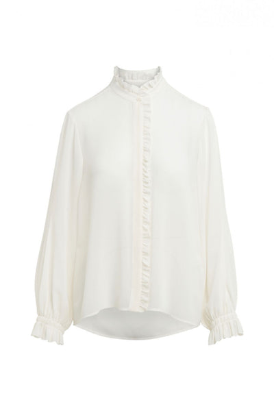 High S50165 Quiz Ivory Ruffle Collar Shirt - Lonah Boutique