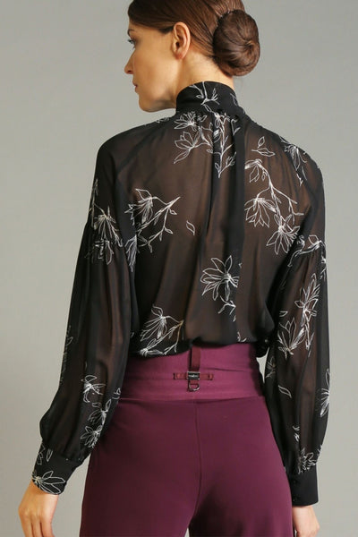 High S50180 Perception Black Leaf Print Shirt - Lonah Boutique