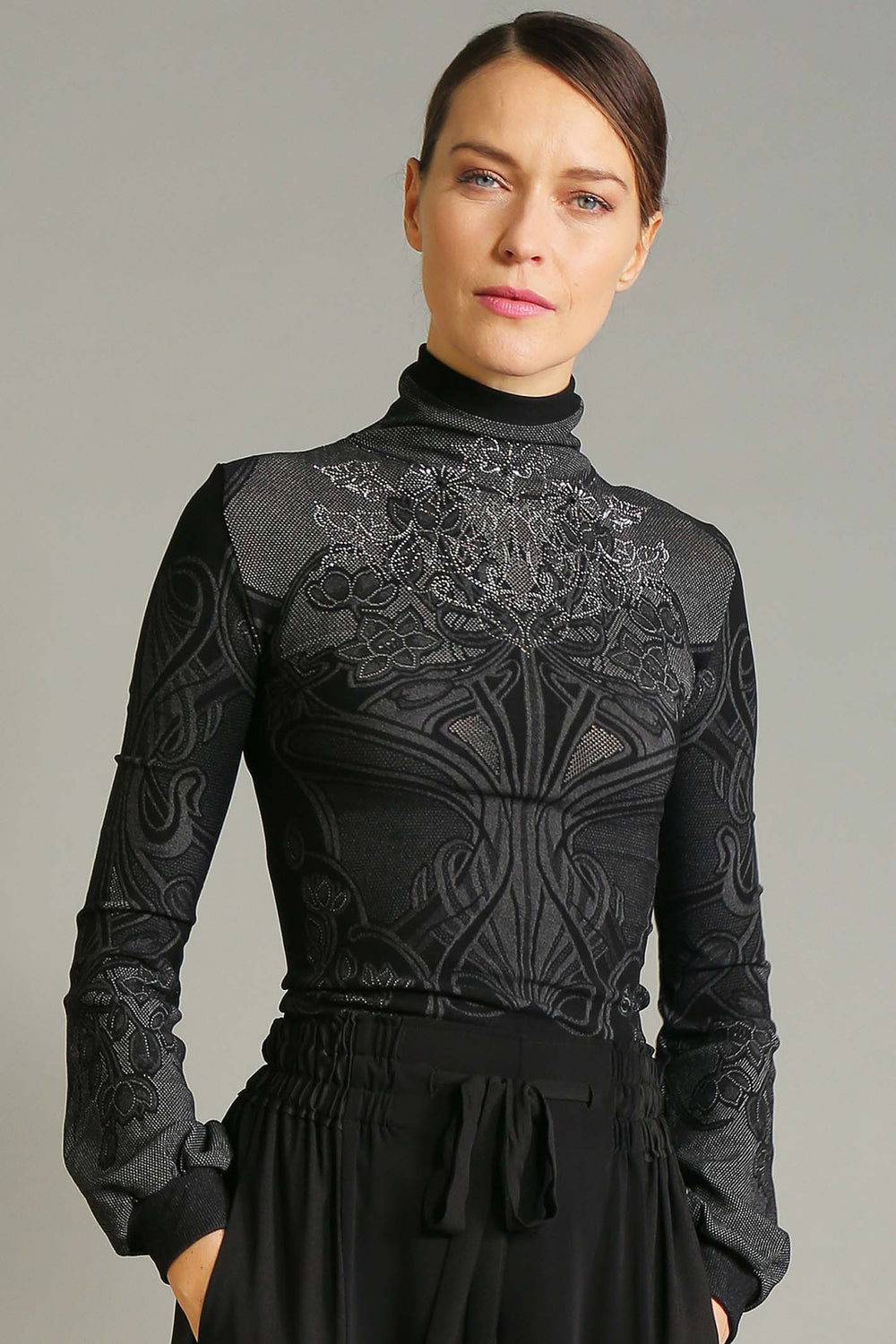 High S51242 Thrill Black Turtleneck Jumper - Lonah Boutique