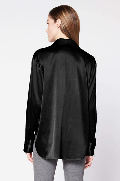 Max&Moi Blouse H22 Laurier Black Stretch Silk Shirt Blouse - Lonah Boutique