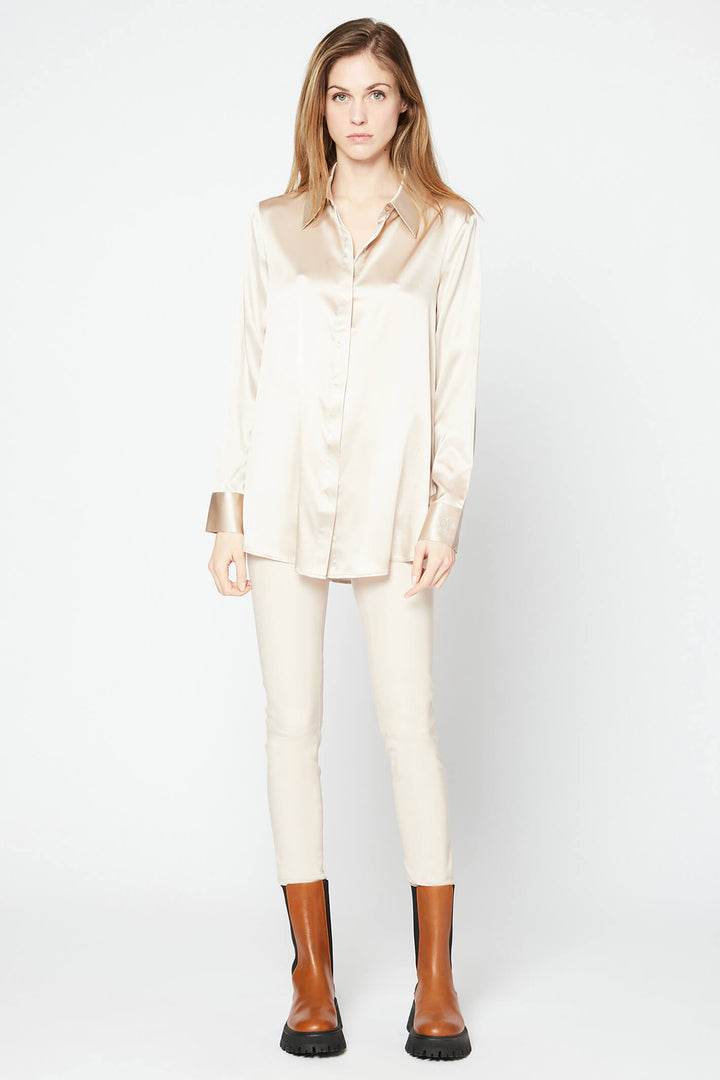 Max&Moi H20 Levy Sable Cream Silk Loose Fit Shirt Blouse - Lonah Boutique