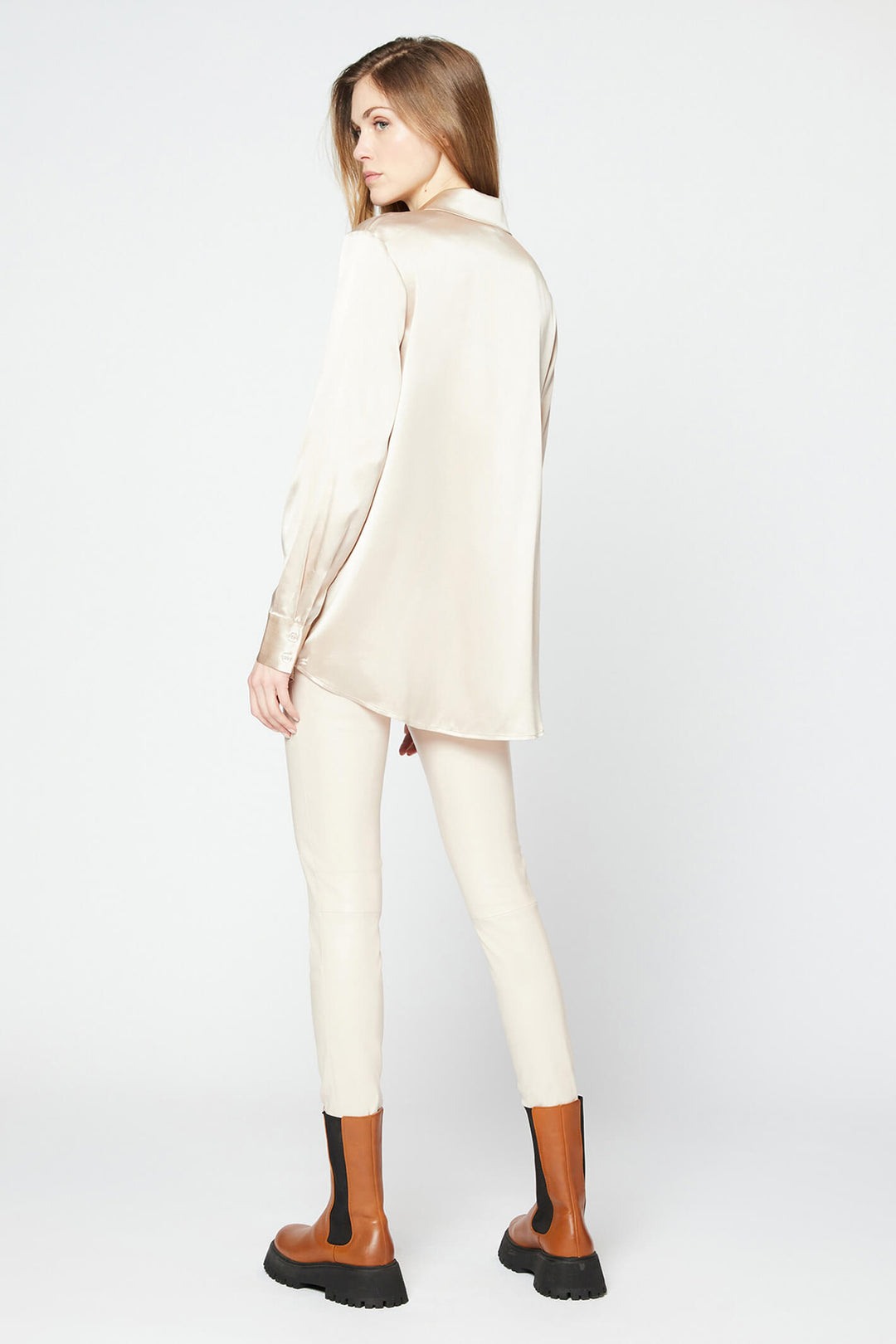 Max&Moi H20 Levy Sable Cream Silk Loose Fit Shirt Blouse - Lonah Boutique