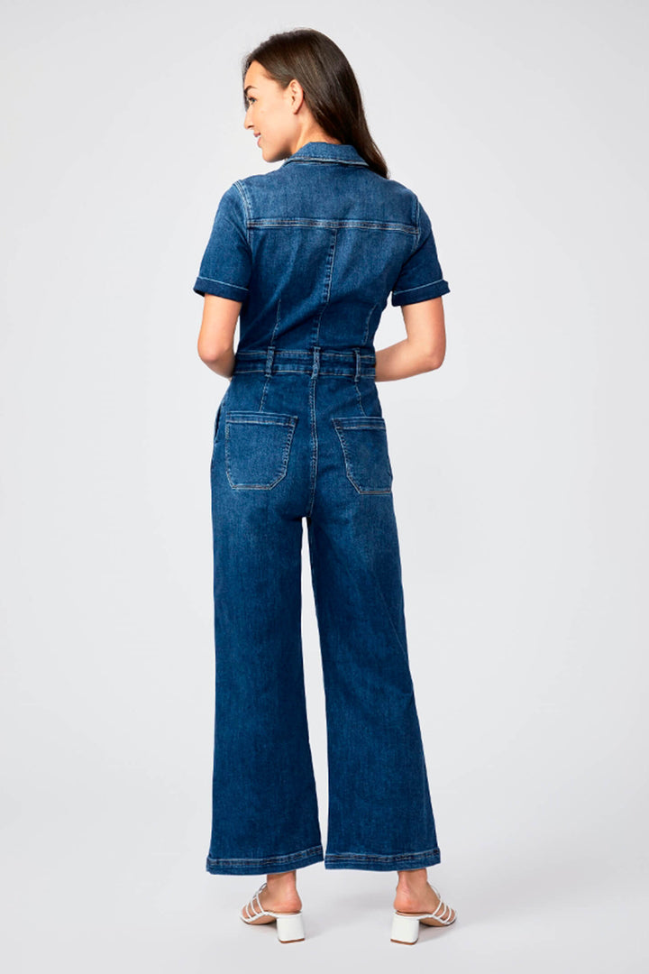 Paige Carly Jensen Blue Short Sleeve Denim Jumpsuit - Lonah Boutique