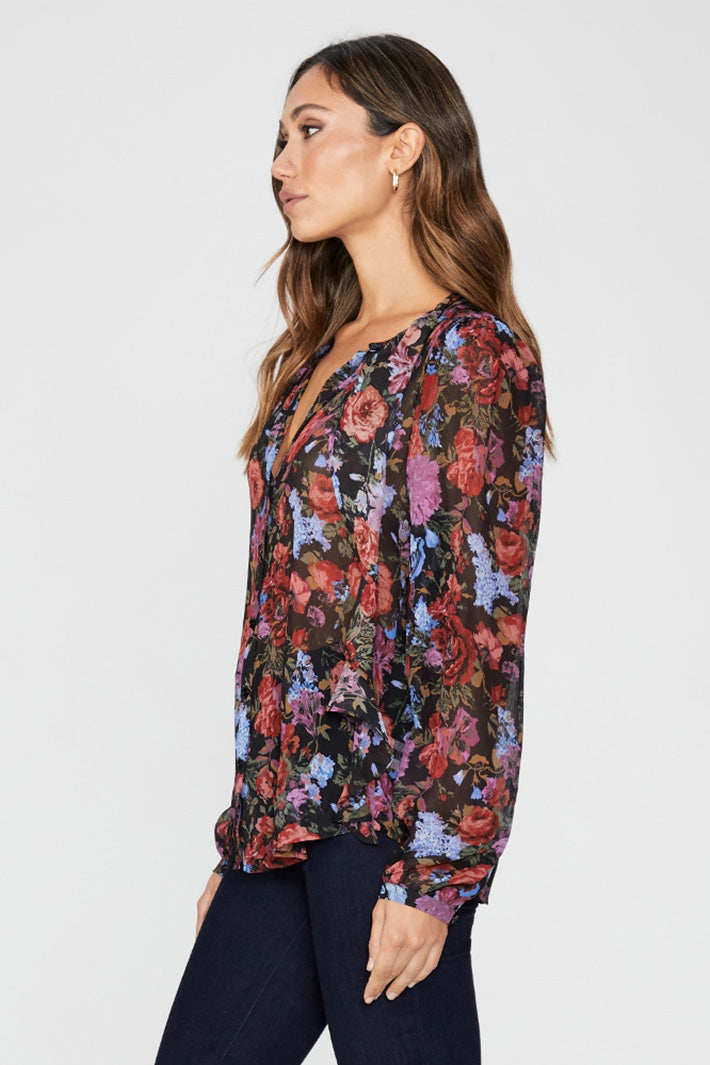 Paige Elynne 7597K12 W8059 Blue Rust Floral Print Blouse - Lonah Boutique