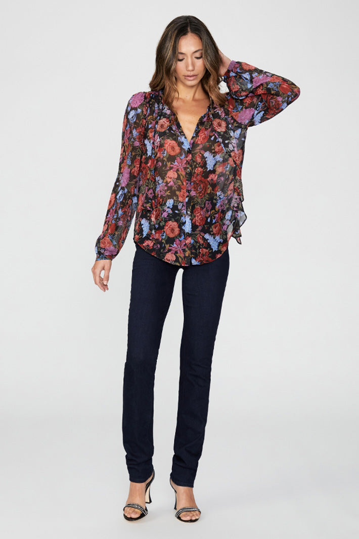 Paige Elynne 7597K12 W8059 Blue Rust Floral Print Blouse - Lonah Boutique