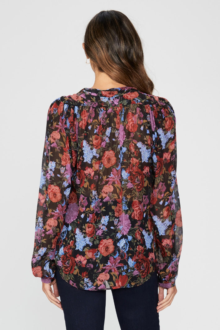 Paige Elynne 7597K12 W8059 Blue Rust Floral Print Blouse - Lonah Boutique