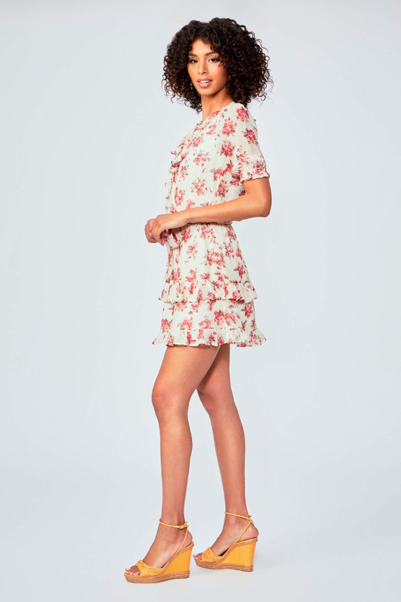 Paige Evonna Cream Red Floral Print Silk Dress - Lonah Boutique